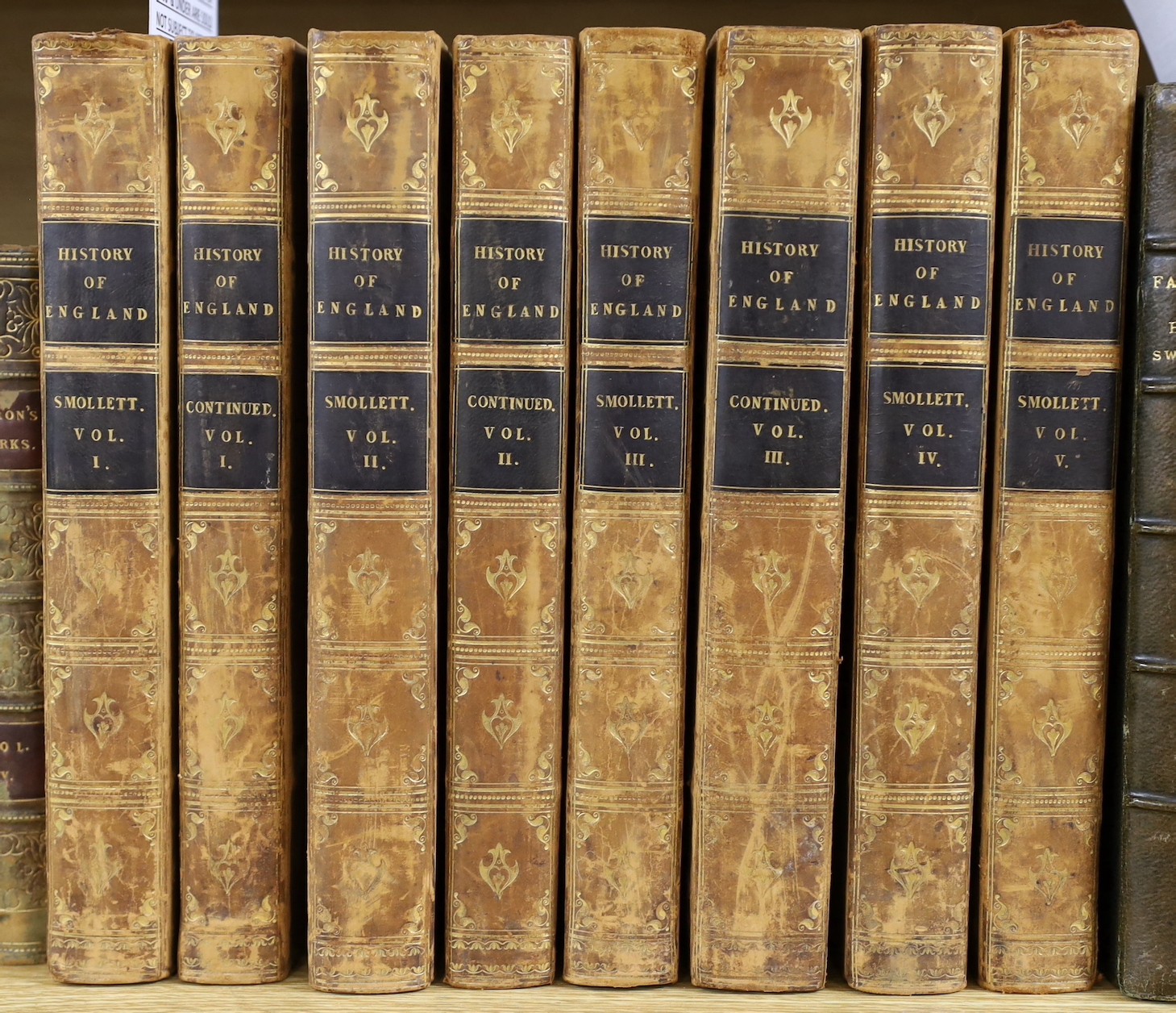 Smollett, Tobias - The History of England, 5 vols (in 8), 8vo, half calf, London, 1822